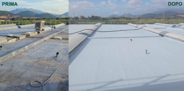 Impermeabilizzazione tetto di una industria per materiali d'imballaggio