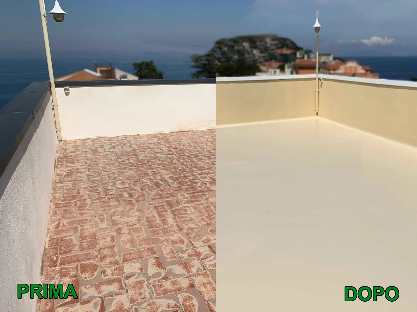 Impermeabilizzazione terrazzo piastrellato con poliurea a caldo applicata a spruzzo